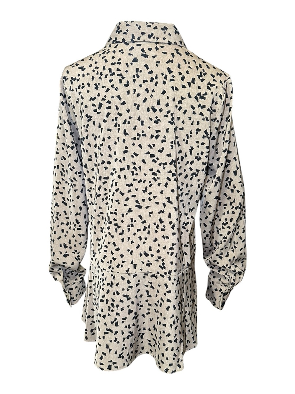 Susan Graver Beige Button-Front Tunic with Black Abstract Print - Picture 7 of 8